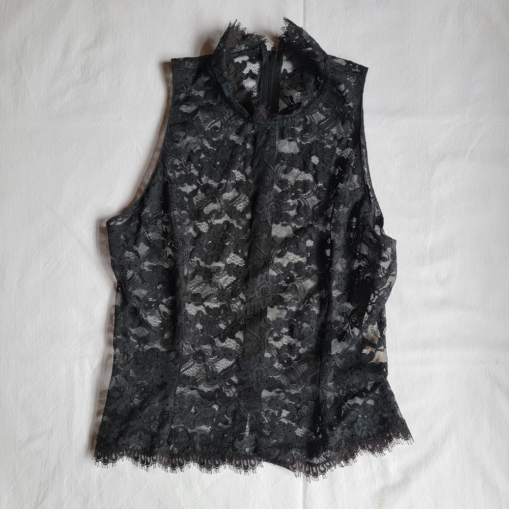 Victoria's Secret Black Sleeveless Lace Blouse